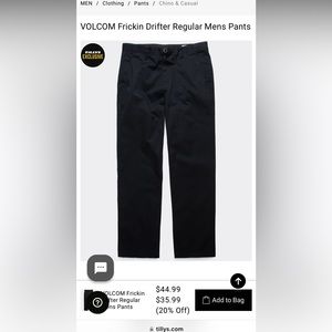Volcom chino pants. Size 36. Black